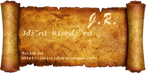 Jáni Richárd névjegykártya